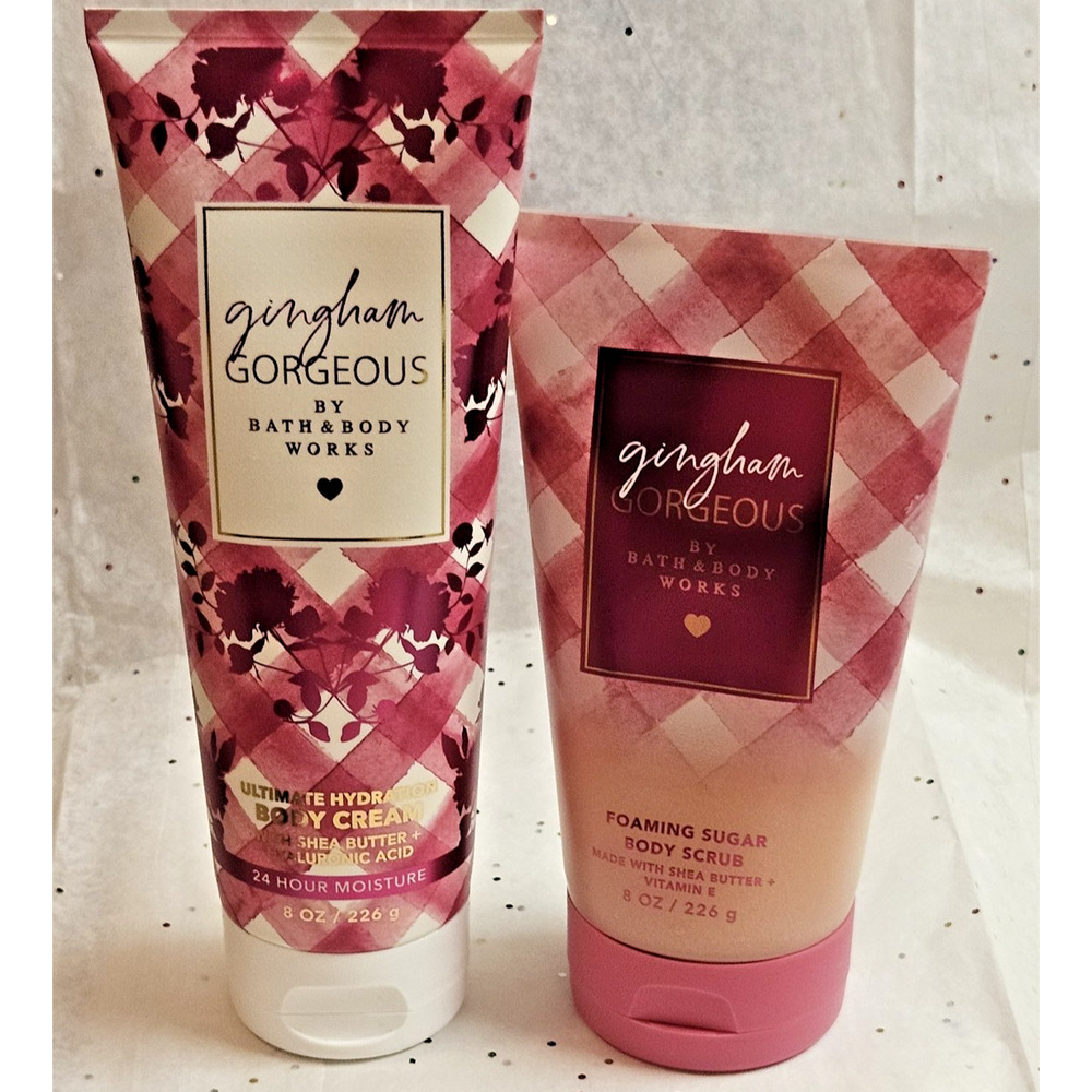 2 Pc Bath & Body Works GINGHAM GORGEOUS Ultimate Body Cream & Sugar Scrub